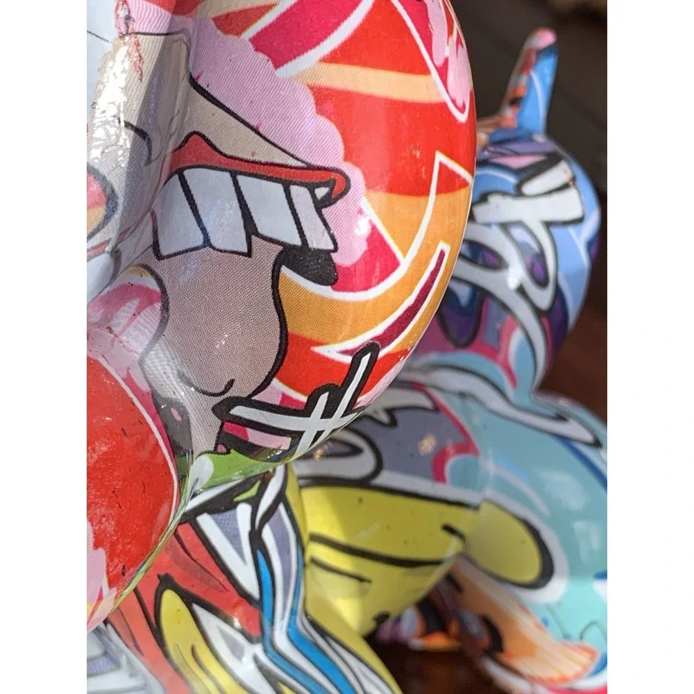 Graffiti Balloon Dog Statue - Modern Pop Art Sculpture, Multicolor Home‎ Deco